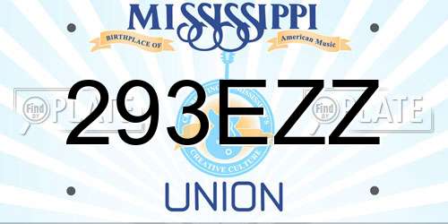 293EZZ Mississippi License Plate