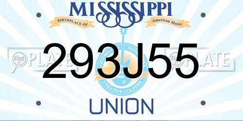 293J55 Mississippi License Plate