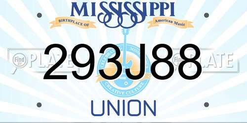 293J88 Mississippi License Plate
