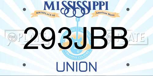 293JBB Mississippi License Plate