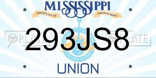 293JS8 Mississippi License Plate