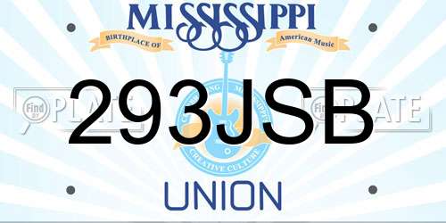 293JSB Mississippi License Plate