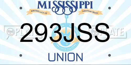 293JSS Mississippi License Plate