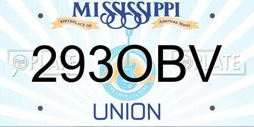 293OBV Mississippi License Plate