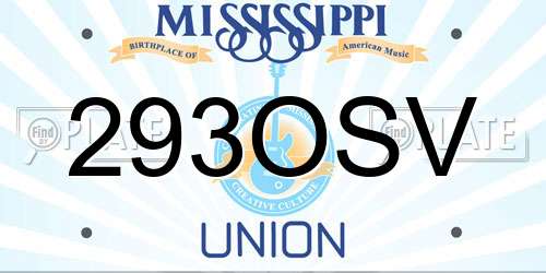 293OSV Mississippi License Plate