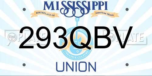 293QBV Mississippi License Plate