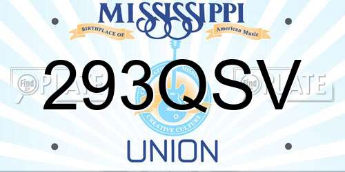 293QSV Mississippi License Plate