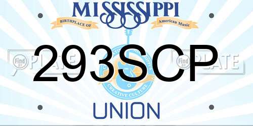 293SCP Mississippi License Plate