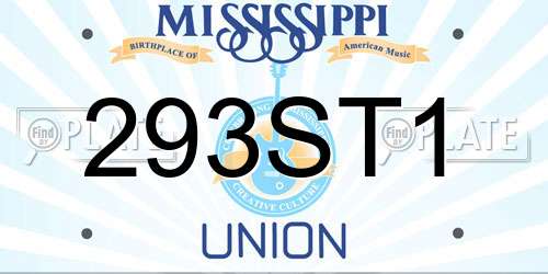 293ST1 Mississippi License Plate
