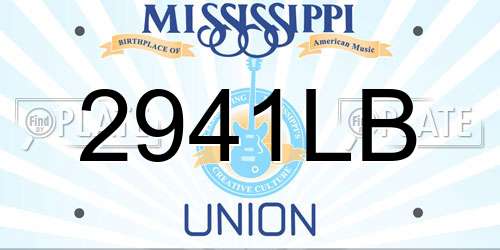2941LB Mississippi License Plate