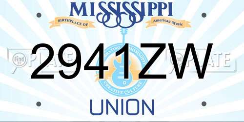 2941ZW Mississippi License Plate