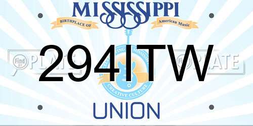 294ITW Mississippi License Plate