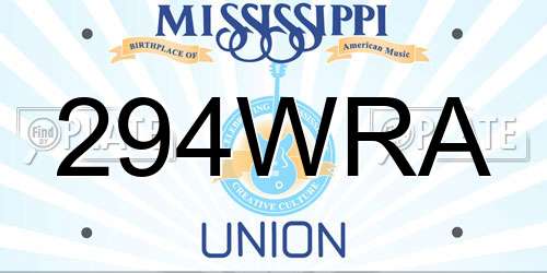 294WRA Mississippi License Plate