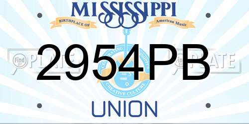 2954PB Mississippi License Plate