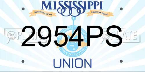 2954PS Mississippi License Plate