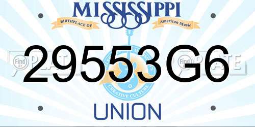 29553G6 Mississippi License Plate