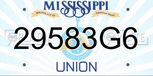29583G6 Mississippi License Plate