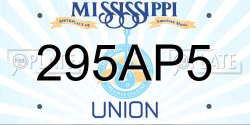 295AP5 Mississippi License Plate