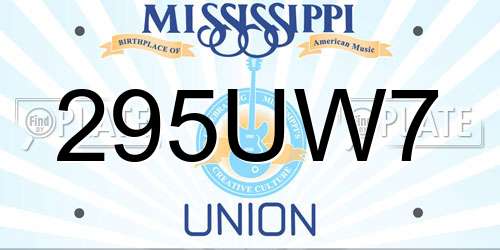 295UW7 Mississippi License Plate