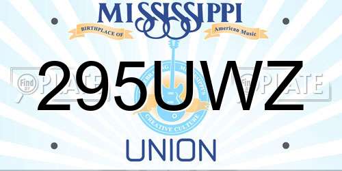 295UWZ Mississippi License Plate