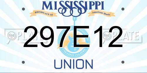 297E12 Mississippi License Plate