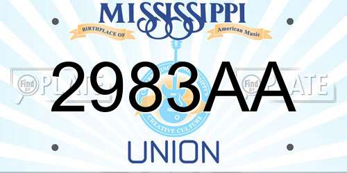 2983AA Mississippi License Plate