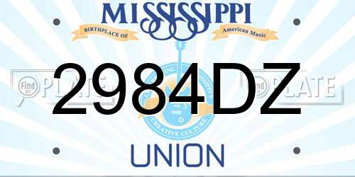 2984DZ Mississippi License Plate