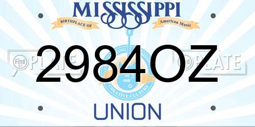 2984OZ Mississippi License Plate