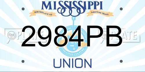 2984PB Mississippi License Plate