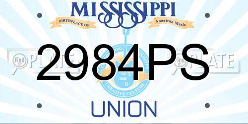 2984PS Mississippi License Plate
