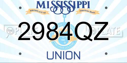 2984QZ Mississippi License Plate