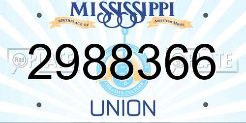 2988366 Mississippi License Plate