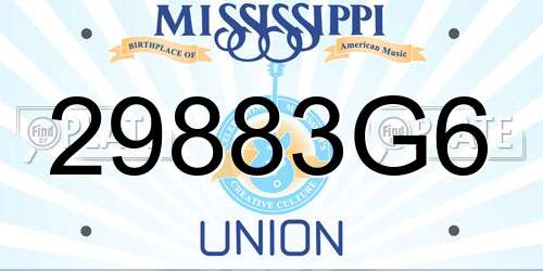 29883G6 Mississippi License Plate