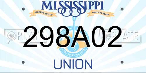 298A02 Mississippi License Plate