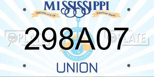 298A07 Mississippi License Plate