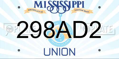 298AD2 Mississippi License Plate