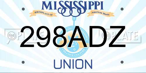 298ADZ Mississippi License Plate