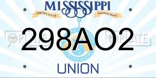 298AO2 Mississippi License Plate