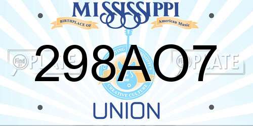298AO7 Mississippi License Plate
