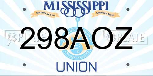 298AOZ Mississippi License Plate