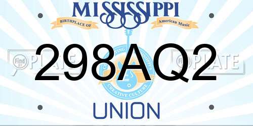 298AQ2 Mississippi License Plate