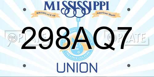298AQ7 Mississippi License Plate