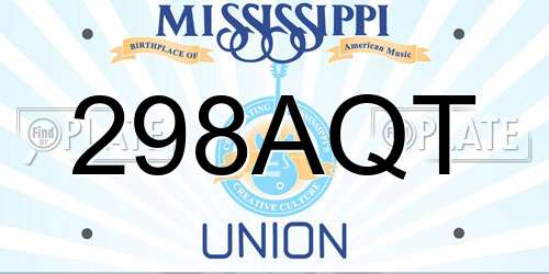 298AQT Mississippi License Plate