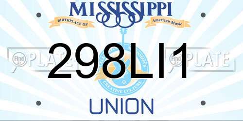 298LI1 Mississippi License Plate
