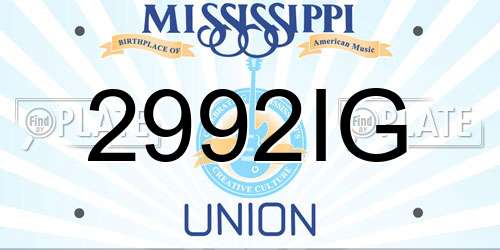 2992IG Mississippi License Plate