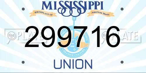299716 Mississippi License Plate