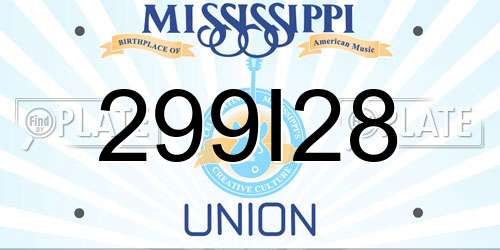 299I28 Mississippi License Plate