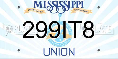 299IT8 Mississippi License Plate