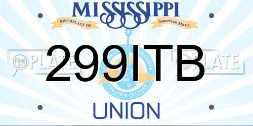 299ITB Mississippi License Plate