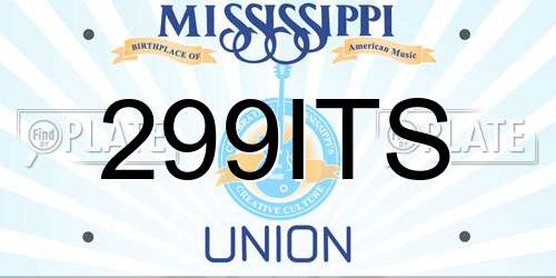 299ITS Mississippi License Plate